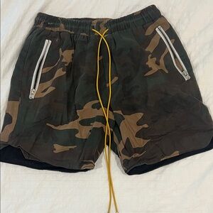 MNML Camouflage Athletic Shorts with Zipper Pockets